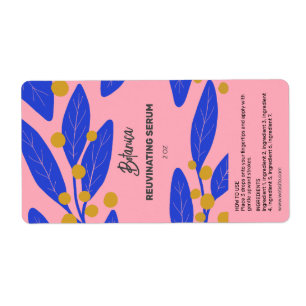 Modern Botanical Leaf Serum Dropper Bottle Labels