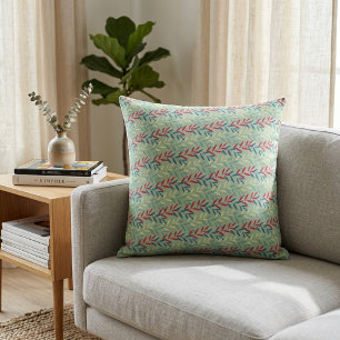 Modern Botanical Leaf Vines Seamless Pattern Art Cushion