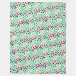 Modern Botanical Leaf Vines Seamless Pattern Art Fleece Blanket