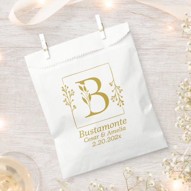 Modern Botanical Letter B Personalised   Favour Bags (Clipped)