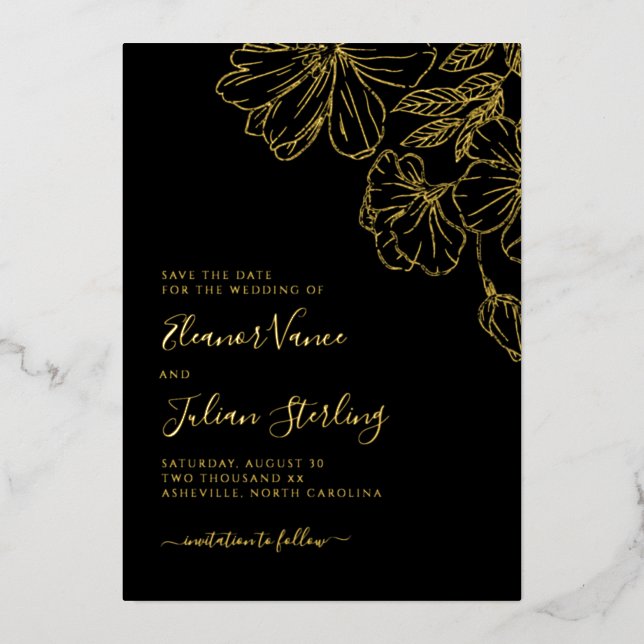 Modern Botanical Line Art Save The Date (Front)
