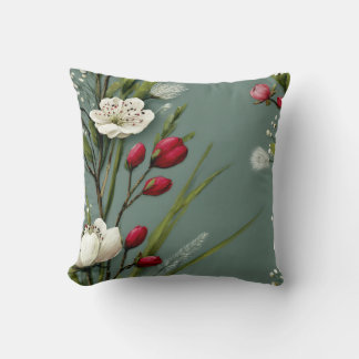 Modern Botanical Minimalist Subtle Floral Pattern  Cushion