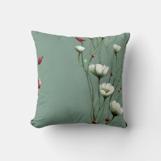 Modern Botanical Minimalist Subtle Floral Pattern  Cushion