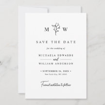 Modern Botanical Monogram Initials Wedding