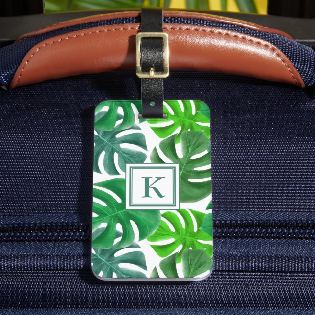 Modern Botanical Monogram Luggage Tag (Front Insitu 2)