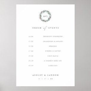 Modern botanical monogram Order of Events sign
