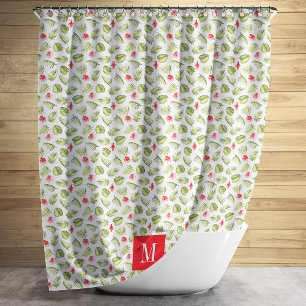 Modern Botanical Monogram Shower Curtain