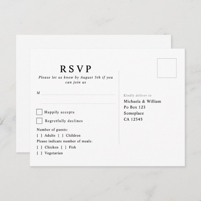 Modern Botanical Monogram Wedding RSVP Postcard (Front/Back)