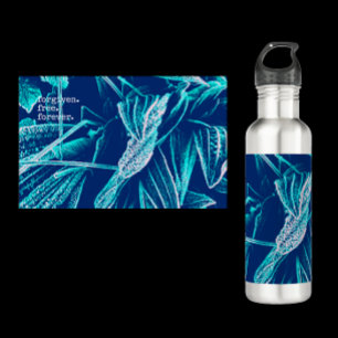 Modern botanical navy green inspirational bottle