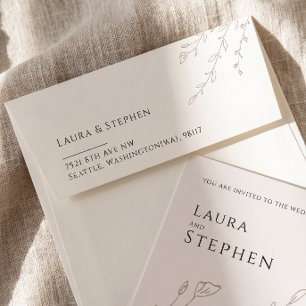 Modern Botanical Neutral Wedding Return Address Envelope