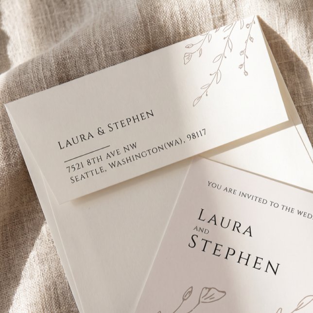 Modern Botanical Neutral Wedding Return Address Envelope (Creator Uploaded)