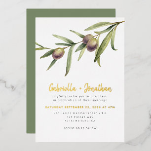 Modern Botanical Olive Branch Wedding Gold 