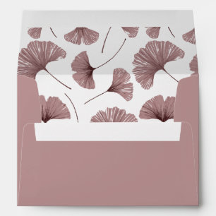 Modern Botanical Pattern Dusty Rose Ginkgo Wedding Envelope