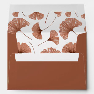 Modern Botanical Pattern Terracotta Ginkgo Wedding Envelope