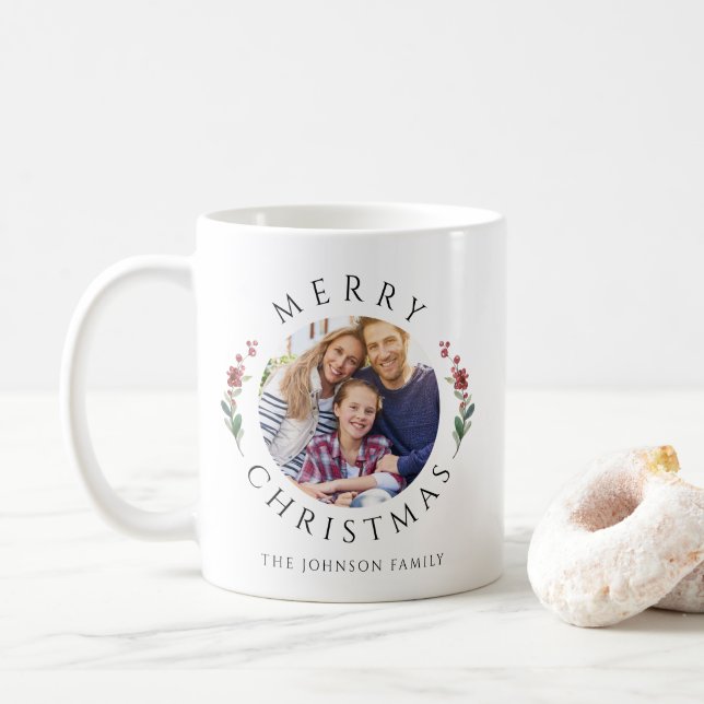 Modern Botanical Photo Christmas Coffee Mug (With Donut)