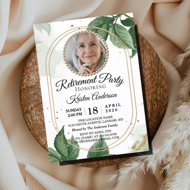 Modern Botanical Photo Retirement Party Invitation (Creator Uploaded)