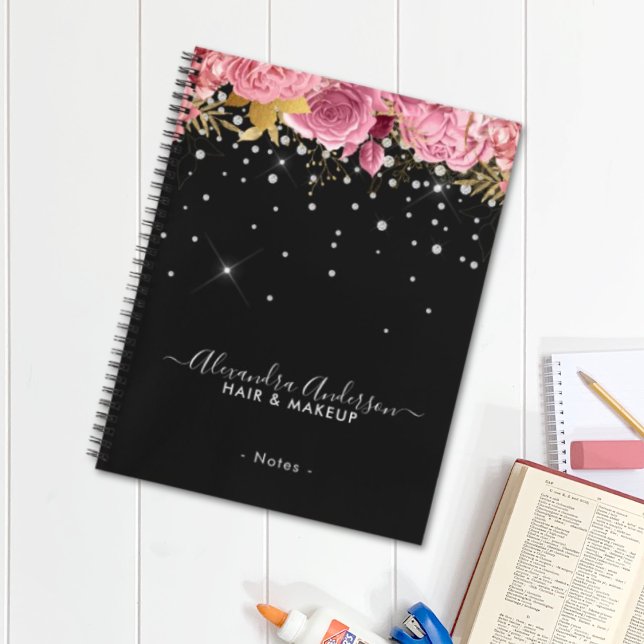 Modern Botanical Pink Floral Diamonds Glitter Notebook (Modern Botanical Pink Floral Diamonds Glitter Notebook)