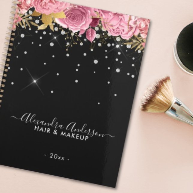 Modern Botanical Pink Floral Diamonds Glitter Planner (Modern Botanical Pink Floral Diamonds Glitter Planner)