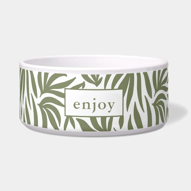 Modern Botanical Print Enjoy Dog Bowl (Front)