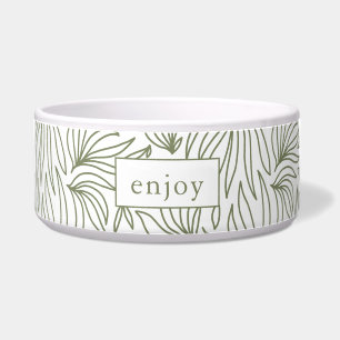 Modern Botanical Print Enjoy Dog Bowl