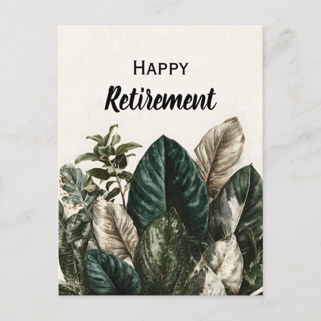 Modern Botanical Print of Tropical Leaves Postcard (Front)