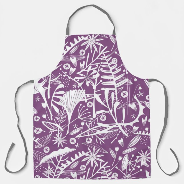 Modern Botanical Purple Apron (Front)