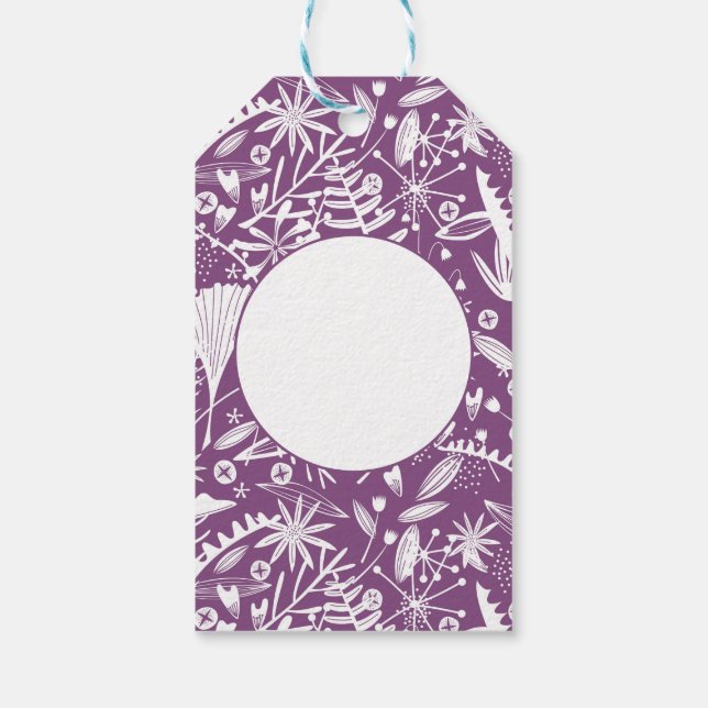 Modern Botanical Purple Gift Tags (Back)