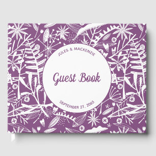 Modern Botanical Purple Guest Book