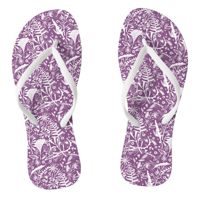 Modern Botanical Purple Jandals (Footbed)