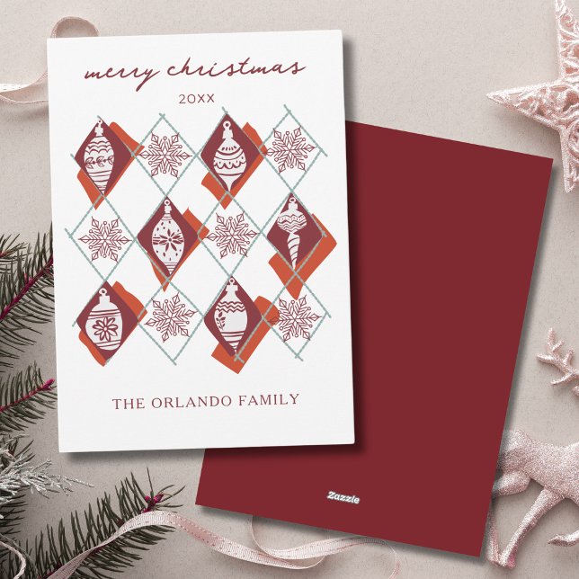 Modern Botanical Red Merry Christmas Holiday Card (Creator Uploaded)