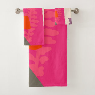 Modern Botanical Silhouette Colour Blocks Artisti Bath Towel Set