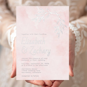 Modern Botanical Silver Blush Pink Wedding