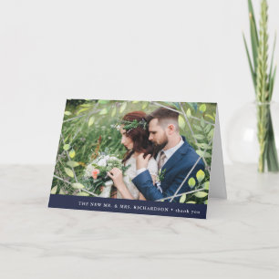 Modern Botanical Silver Geo with Photo Thank You