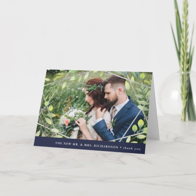 Modern Botanical | Silver Geo with Photo Thank You (Front)