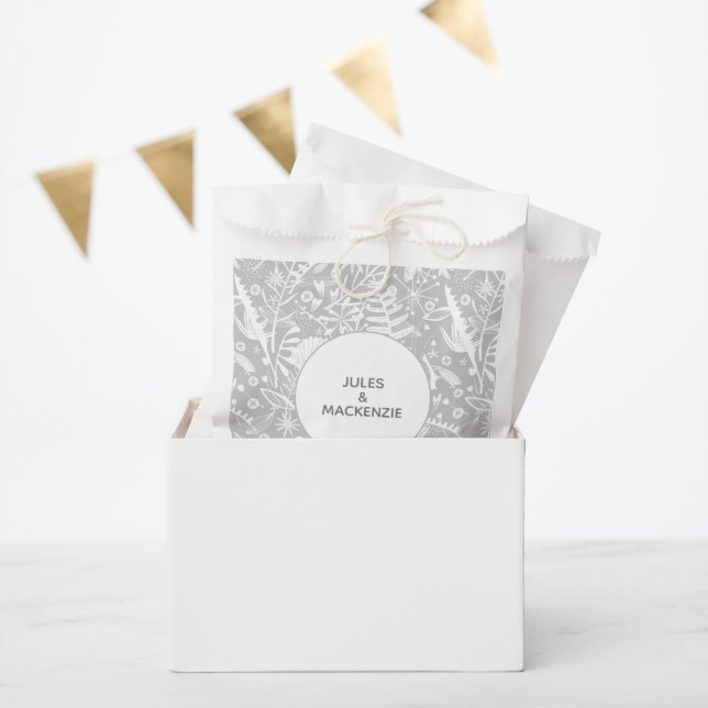 Modern Botanical Silver Grey Wedding Favour Bags (Party)