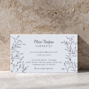 Modern Botanical Simple Therapist Business Card