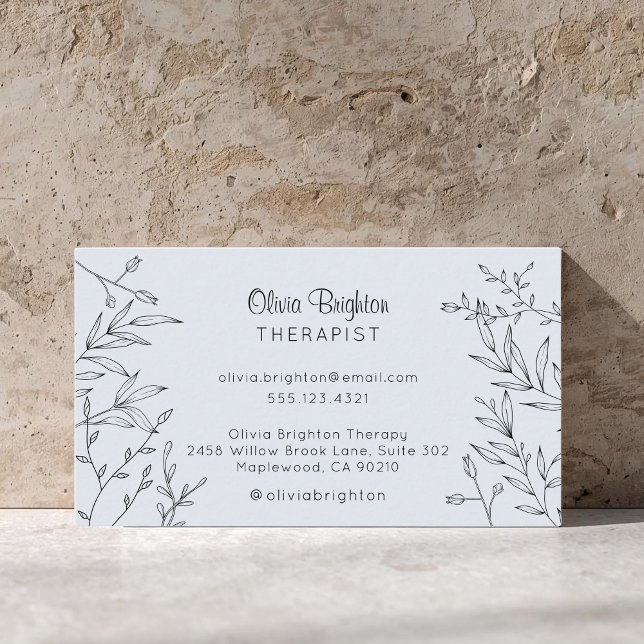 Modern Botanical Simple Therapist Business Card (Creator Uploaded)