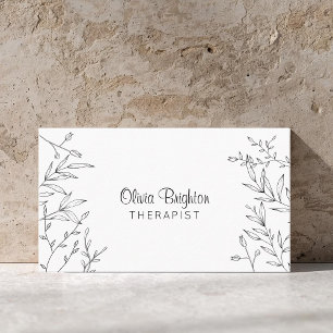 Modern Botanical Simple Therapist Business Card