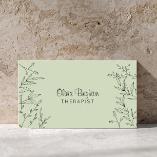 Modern Botanical Simple Therapist Business Card