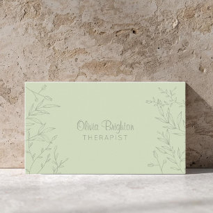 Modern Botanical Simple Therapist Business Card