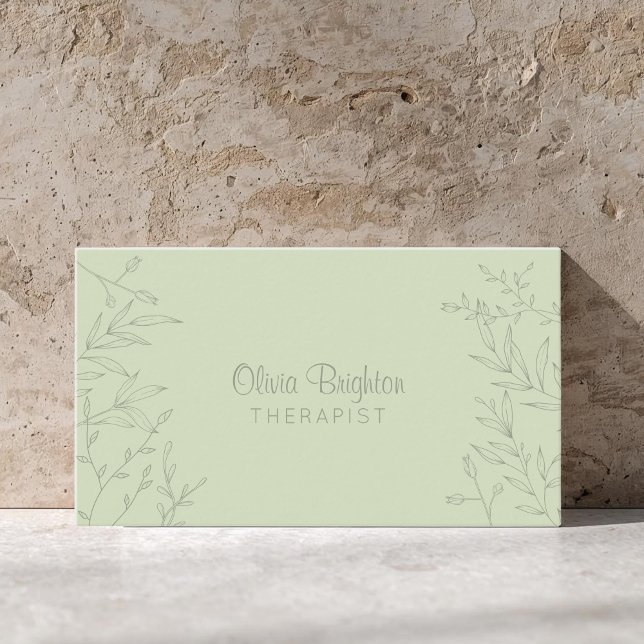 Modern Botanical Simple Therapist Business Card (Creator Uploaded)