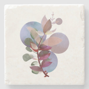 Modern Botanical Soft Neutral Lux Stone Coaster