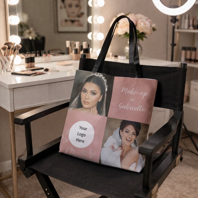 Modern Botanical Soft Pink Boho Photo Script Logo Tote Bag (Creator Uploaded)