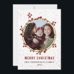 Modern Botanical Speckled Merry Christmas Photo  Holiday Card<br><div class="desc">Share your most precious family moments with this elegantly designed holiday card featuring a vibrant red berry wreath and a crisp,  speckled background for a premium feel. Every detail is crafted for high-definition printing,  ensuring your personalized photo and festive greetings stand out with professional clarity and warmth</div>