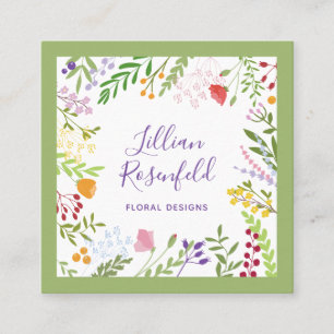 Modern Botanical Square Business Card