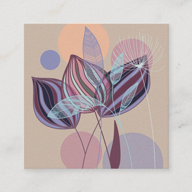 Modern Botanical  Square Business Card (Front)