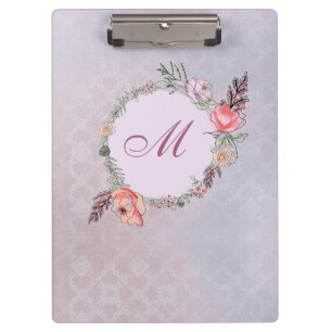Modern Botanical Watercolor Floral Pattern logo Clipboard