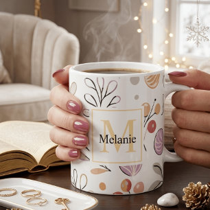 modern Botanical watercolor Monogram holidays Coffee Mug