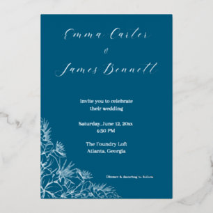 Modern Botanical Wedding Foil Invitation