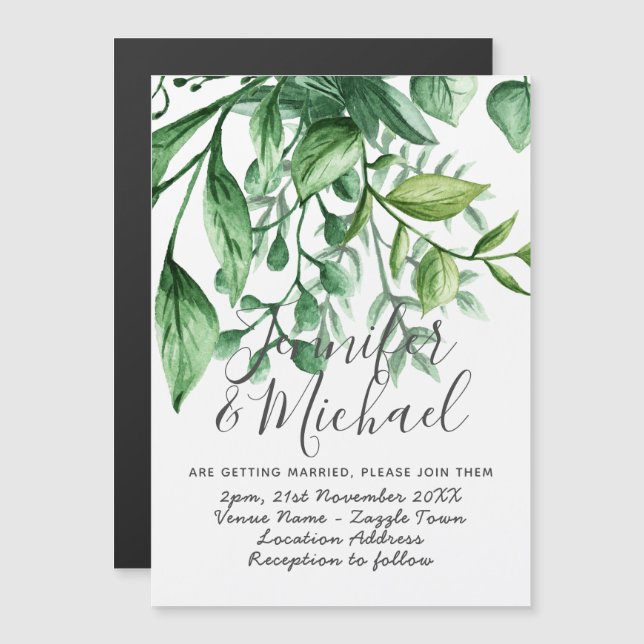 Modern Botanical Wedding Invitation Magnetic (Front/Back)